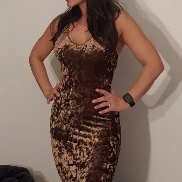 brown dress costume Jasmine Dark Brown Suede Flare Mini Dress